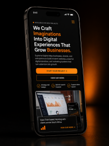 Supreme Digital mobile website design on a smartphone